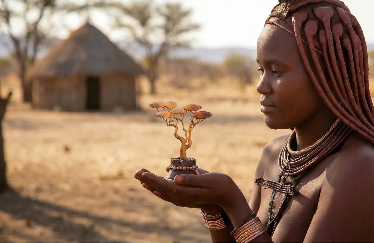 Mujer Himba en un poblado de Angola